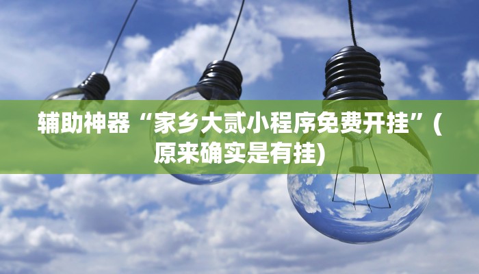 辅助神器“家乡大贰小程序免费开挂”(原来确实是有挂)