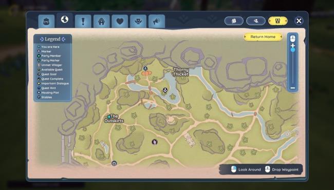 Bahari Bay map with a waypoint slightly south of Tamala's House in Palia. 