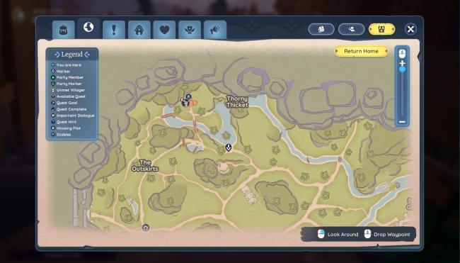 Bahari Bay map with a waypoint slightly south of Tamala's House in Palia. 