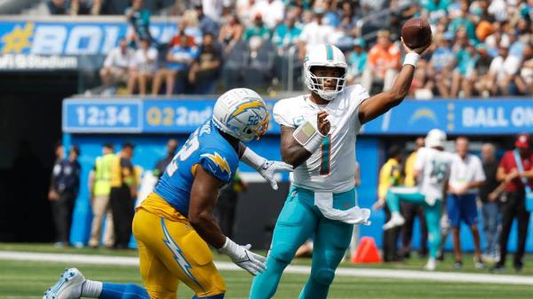 图阿将致胜球传给希尔，海豚队以36-34战胜闪电队