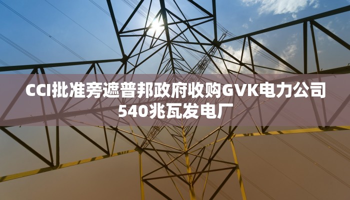 CCI批准旁遮普邦政府收购GVK电力公司540兆瓦发电厂