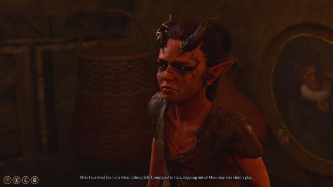 Baldur's Gate 3 - Mol the tiefling child in the Guild Hall