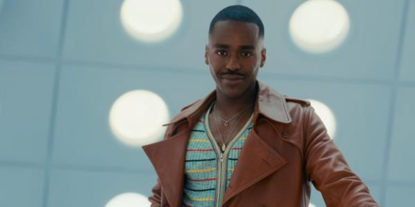Ncuti Gatwa as the Doctor standing in the TARDIS