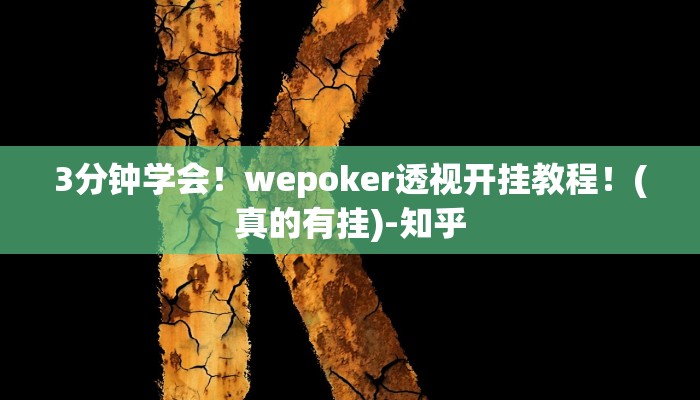 3分钟学会！wepoker透视开挂教程！(真的有挂)-知乎