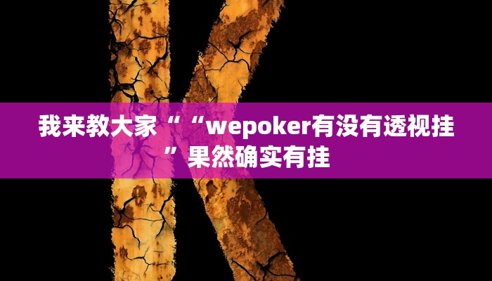 我来教大家““wepoker有没有透视挂”果然确实有挂