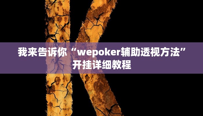 我来告诉你“wepoker辅助透视方法”开挂详细教程