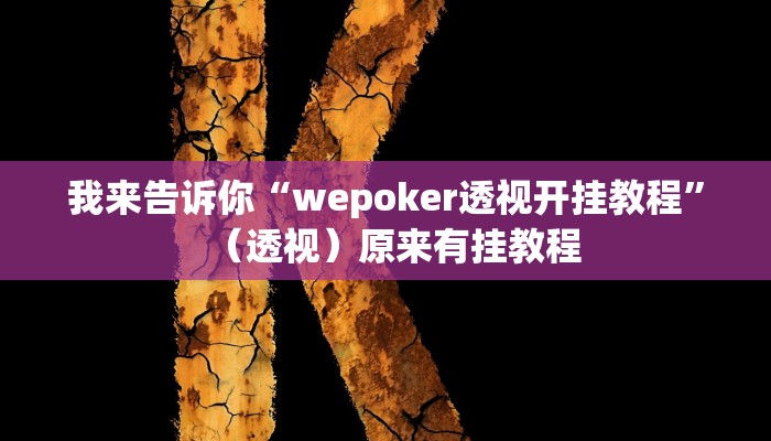 我来告诉你“wepoker透视开挂教程”（透视）原来有挂教程
